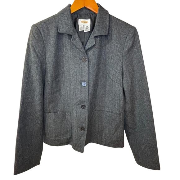 Talbots‎ Button Up Blazer Women 6 Gray 100% Pure New Wool Business Office Work - Picture 1 of 8